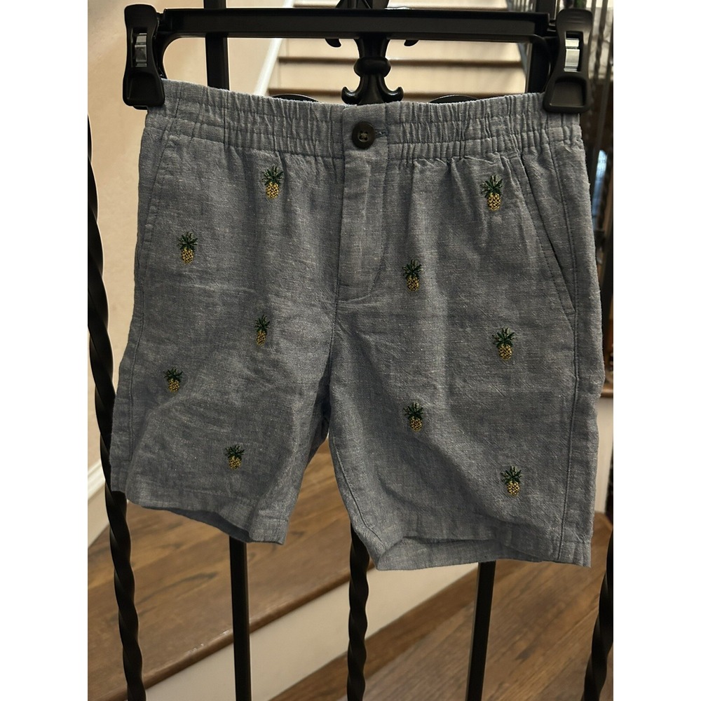 Little Boy's Size 5 Janie and Jack Shorts Pineapple  Elastic Waste Blue